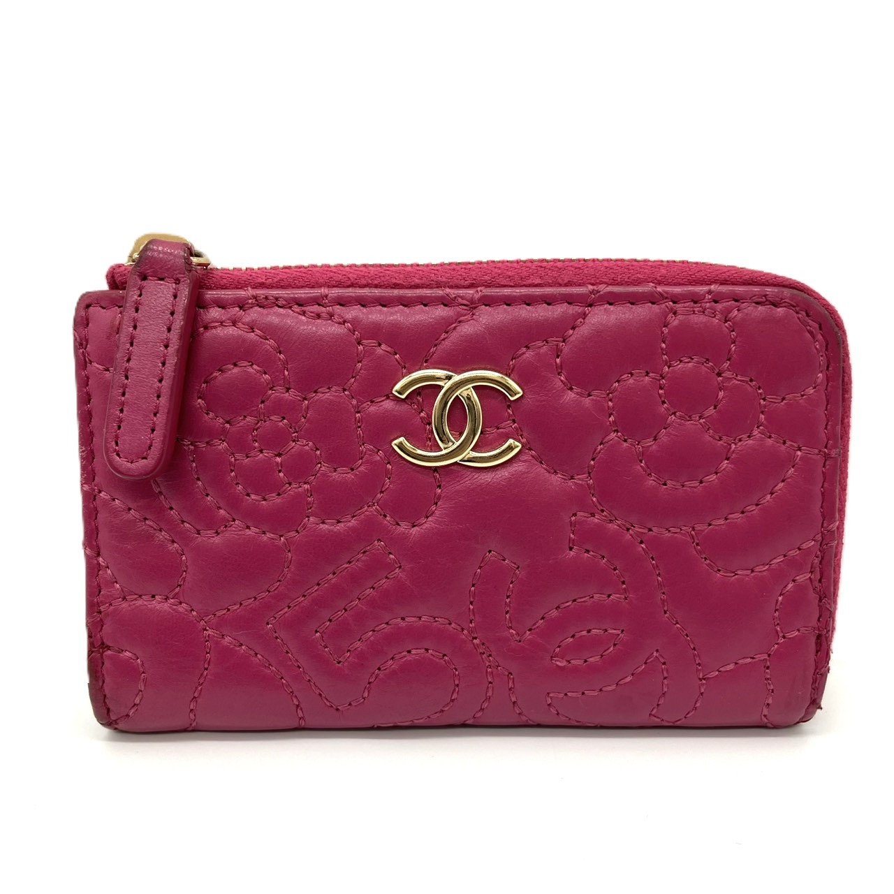 シャネル カメリア No.5 コインケース 小銭入れ ラムスキン ピンク ゴールド金具 A70610 CHANEL ABランク 中古｜コレクション神戸byブランドリッツ