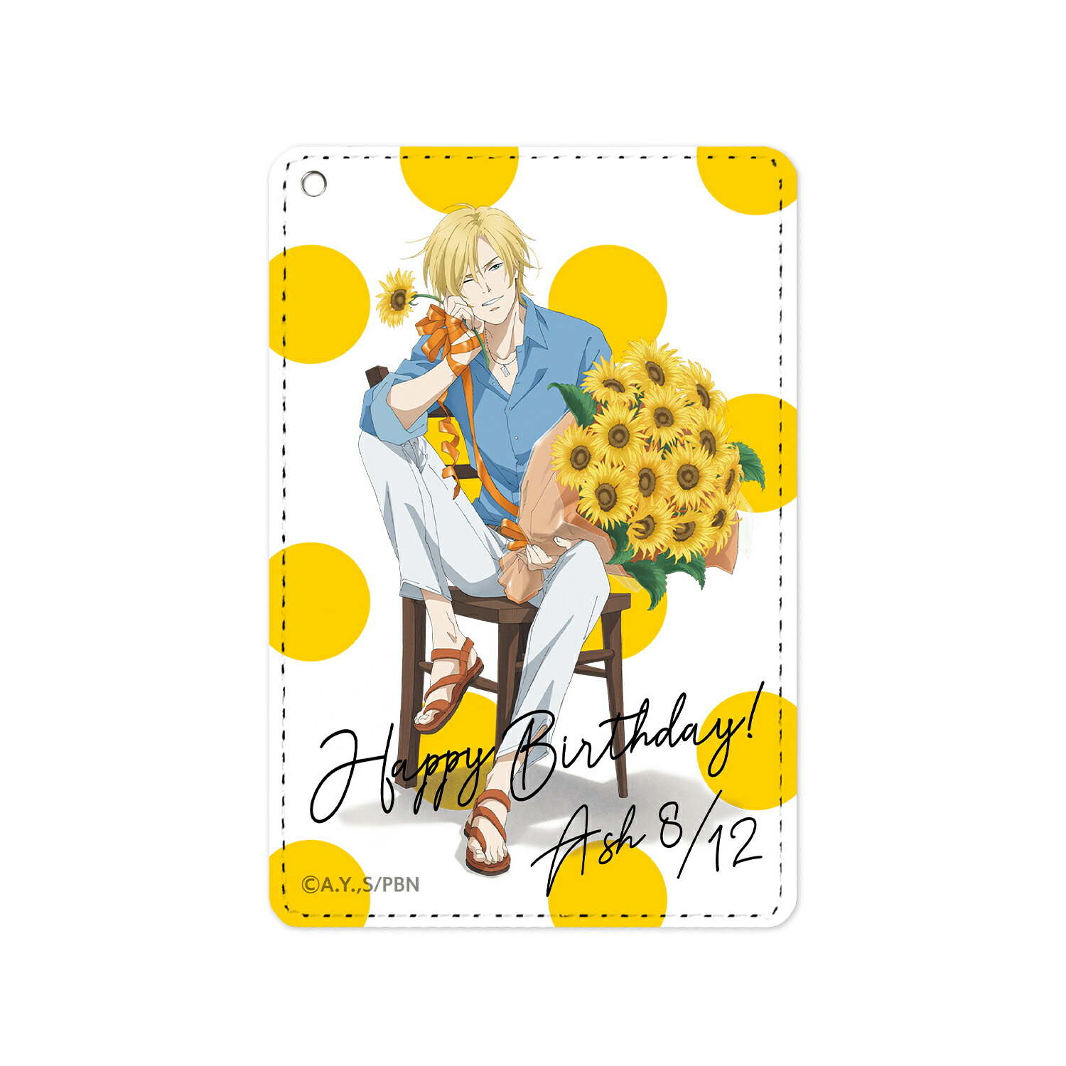 【新品/公式】 BANANA FISH_描き下ろしイラスト アッシュ・リンクス バースデーver. 1ポケットパスケース 公式グッズ 公式ライセンス colleize コレイズ アニメ キャラクター グッズ画像