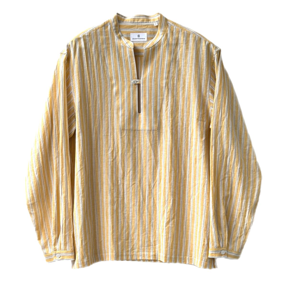 COLONY CLOTHING / コットンリネンストライプ スキッパーシャツ / CC2401-SH06-01|COLONY CLOTHING 店