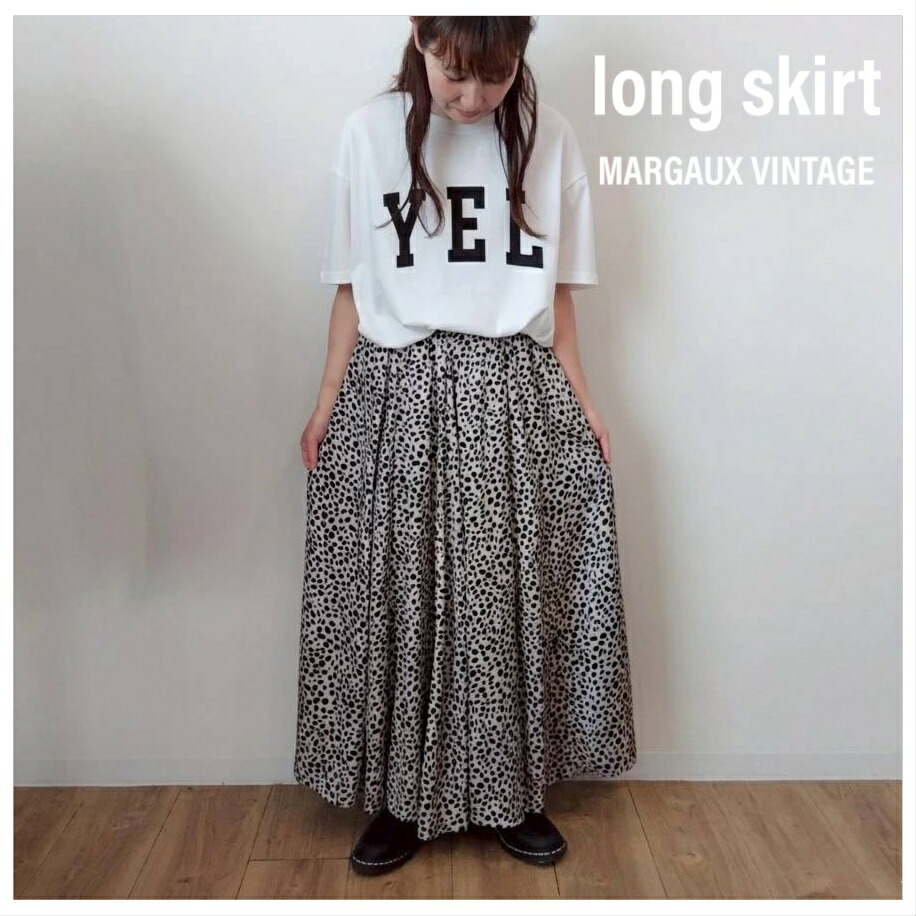 margaux vintage マルゴーヴィンテージ レディース オールシーズン サイズフリー 全2色 ポリエステル100% スカート 柄 裏地 ウエストゴム カジュアル 可愛い おしゃれ 送料無料 50011|botiboti.tekuteku