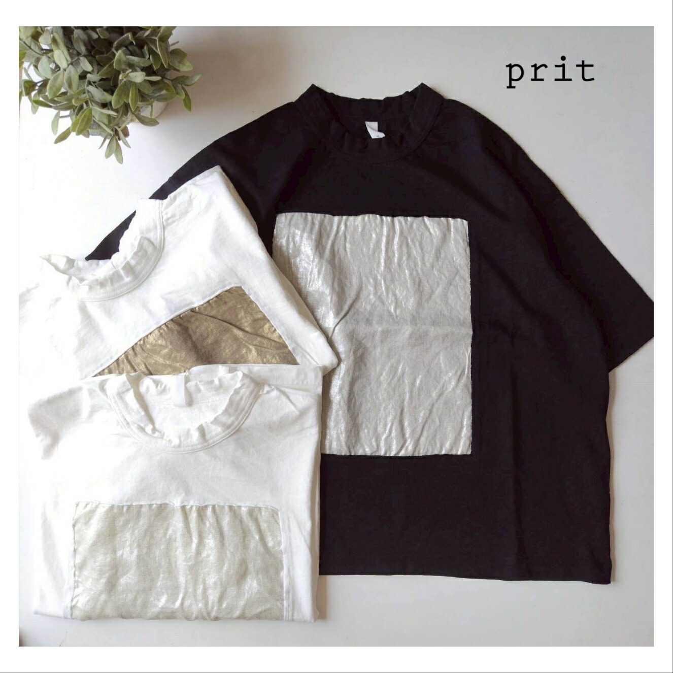prit 17プリット17/1空紡天竺×40/1リネン箔刷り上げる 5分袖一こまＴシャツ レディース 春夏秋 大きさ無償性 全3色 綿100％ 好いたらしい 今めかしい 5分袖 ゆったり 肌付き 貨物輸送無料 P91605