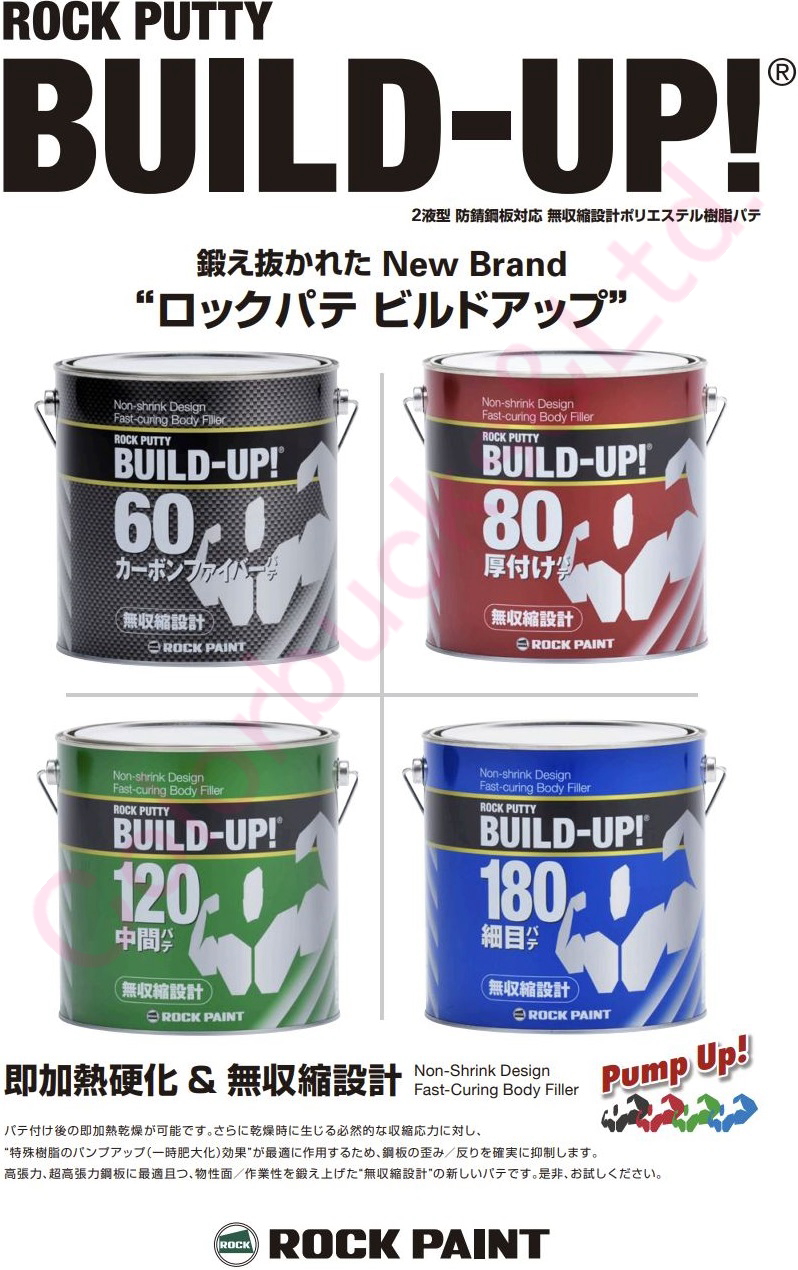 楽天市場 ロックペイント ビルドアップ60 主剤3kg 硬化剤ブラウン80g付 超厚付 成形用超厚付けタイプポリエステル樹脂カーボン繊維配合パテ ポリパテ 鈑金パテ板金パテ 高張力鋼板や超高張力鋼板対応 ロックファイバーパテ後継商品 Colorbucks カラーバックス