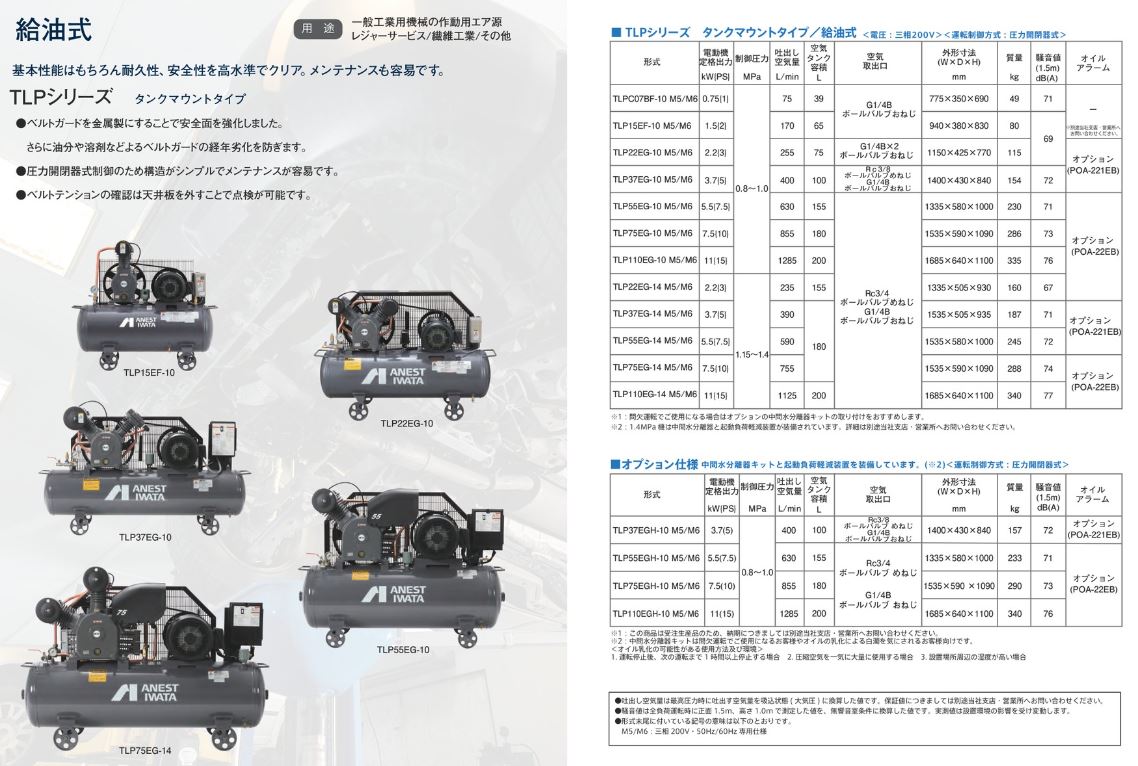 国内発送】 ファースト店アネスト岩田 コンプレッサー TLP22EG-10M5