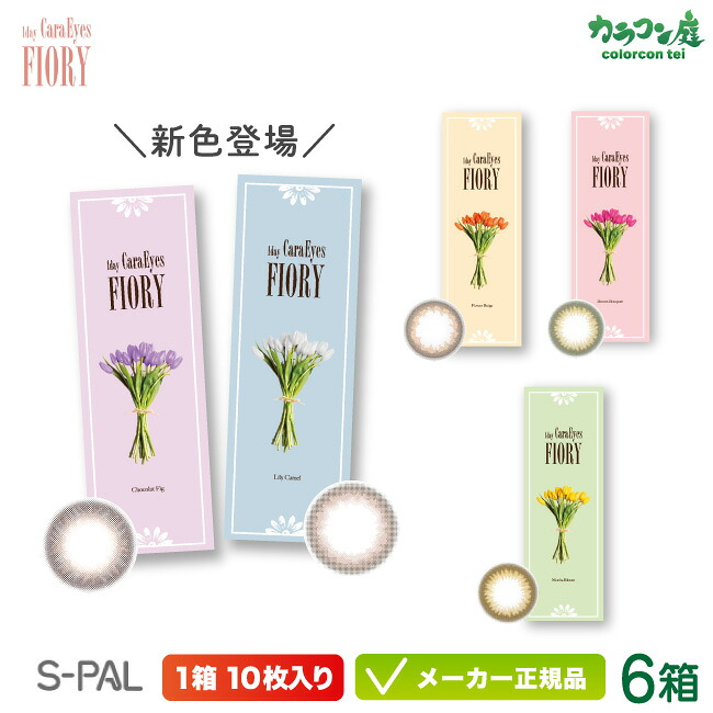 ワンデーキャラアイ フィオリー 6箱セット (エスパル カラコン chay 高発色 高含水 ナチュラル ヌケ感 フチあり フチなし 色素薄め )