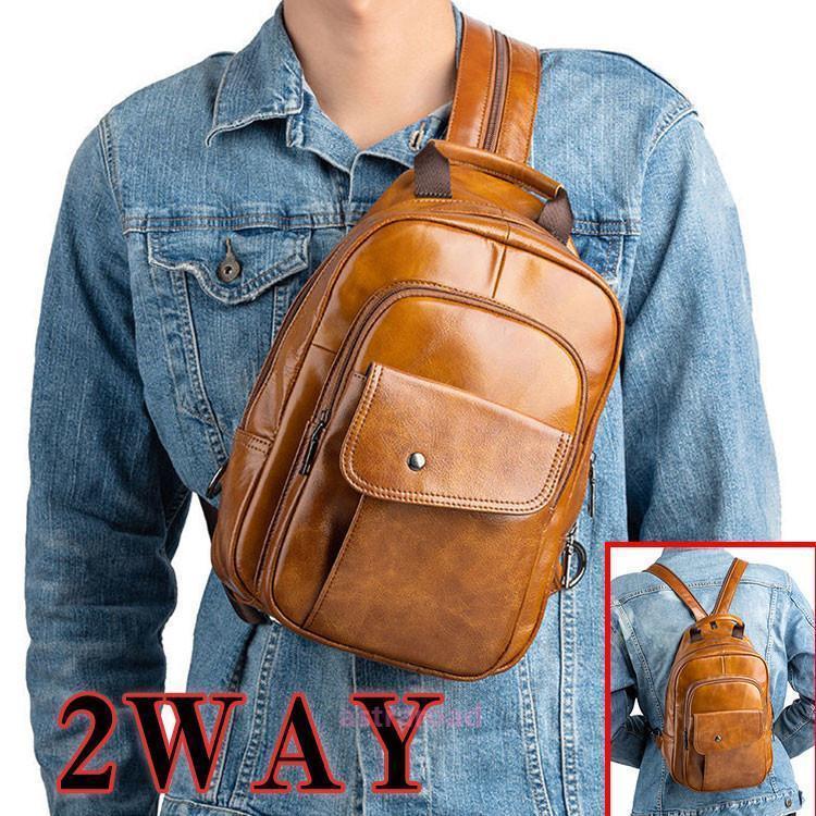 ボディバッグ メンズ 本革　2way 　斜め掛け　ショルダーバッグ 自転車　鞄 レザー　ワンショルダー カジュアル 機能性