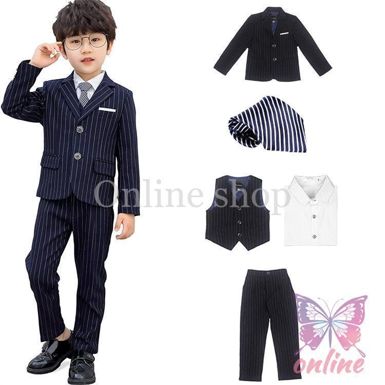 子供スーツ 男の子 子供フォーマル 入学式 卒業式 スーツ 5点セット 七五三 キッズスーツ 100~150 子供細身 通年 七五三 発表会 スーツ