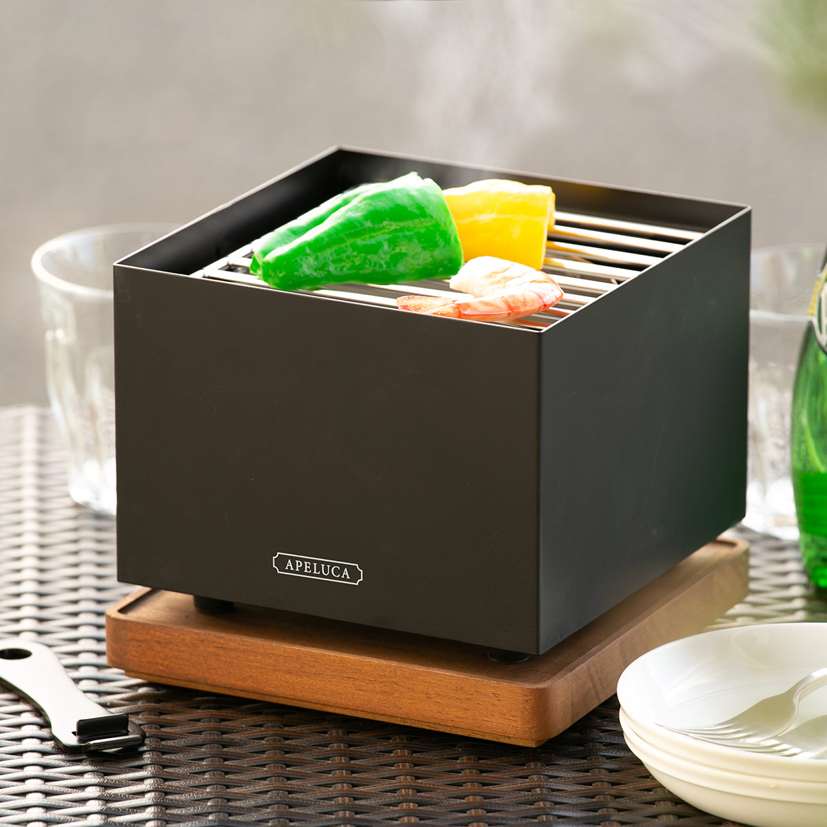 テーブルグリル APELUCA テーブルトップグリル 日本製 ( 送料無料 卓上グリル 卓上コンロ 網焼き機 卓上 焼物調理 あみ焼き 炭 固形燃料 アルコールバーナー 焼き網 屋内ー 炭火焼き 網焼き バーベキュー BBQ アウトドア ) 【3980円以上送料無料】|お弁当グッズのカラフルボックス