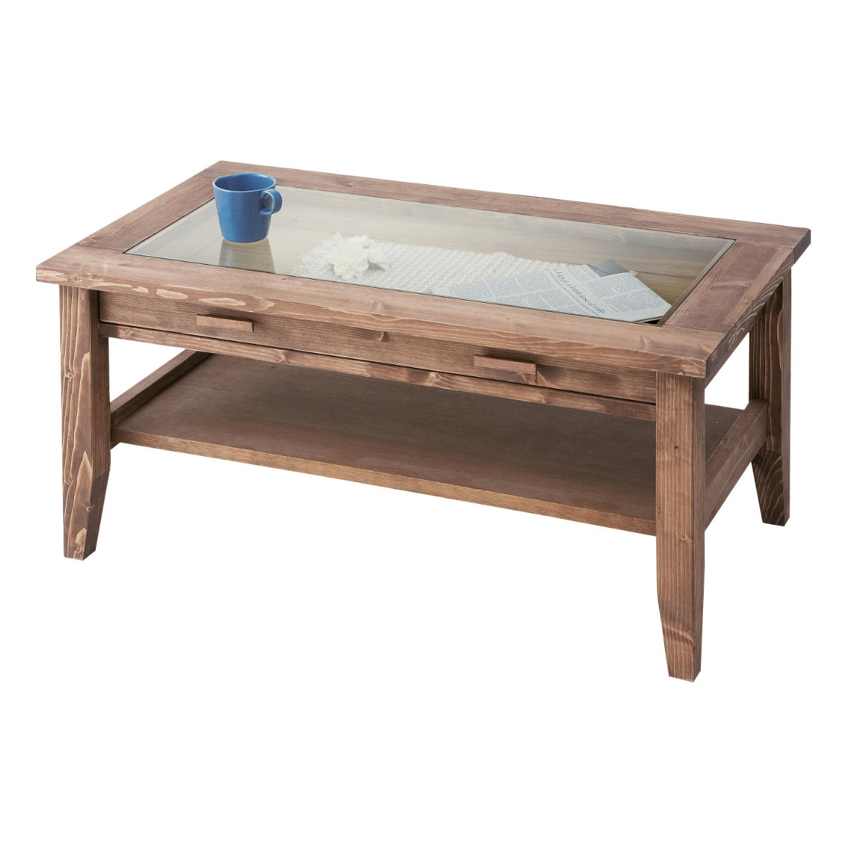 楽天市場】センターテーブル 幅90cm ガラス天板 木製 アンティーク調