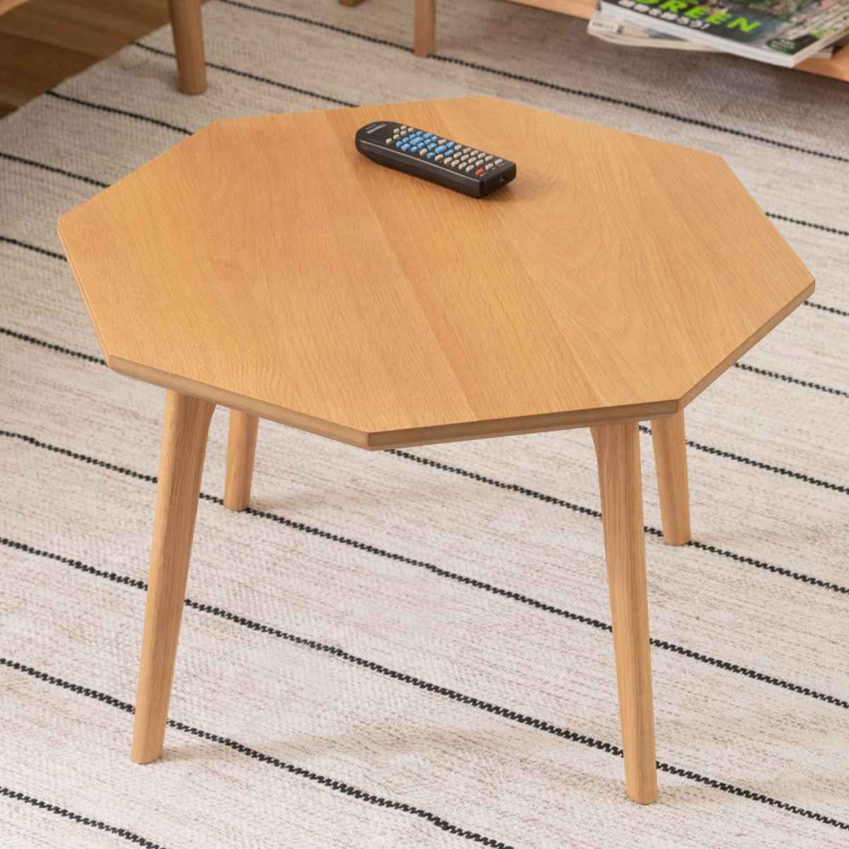ローテーブル 高さ36cm 天然木 組立品 （ 座卓 小さめ 北欧 テーブル おしゃれ 木目調 木製 シンプル リビングテーブル 机 つくえ 北欧風 ディスプレイ インテリア リビング センターテーブル 新生活 オクタゴン 八角形 運気 風水 ） 【3980円以上送料無料】｜お弁当グッズのカラフルボックス