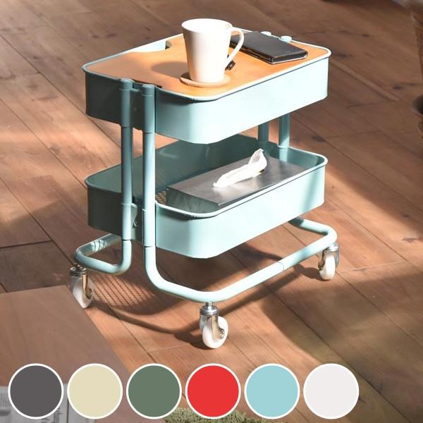 楽天市場】レトロな6色 キャスター付き キッチンワゴン 2段 天板