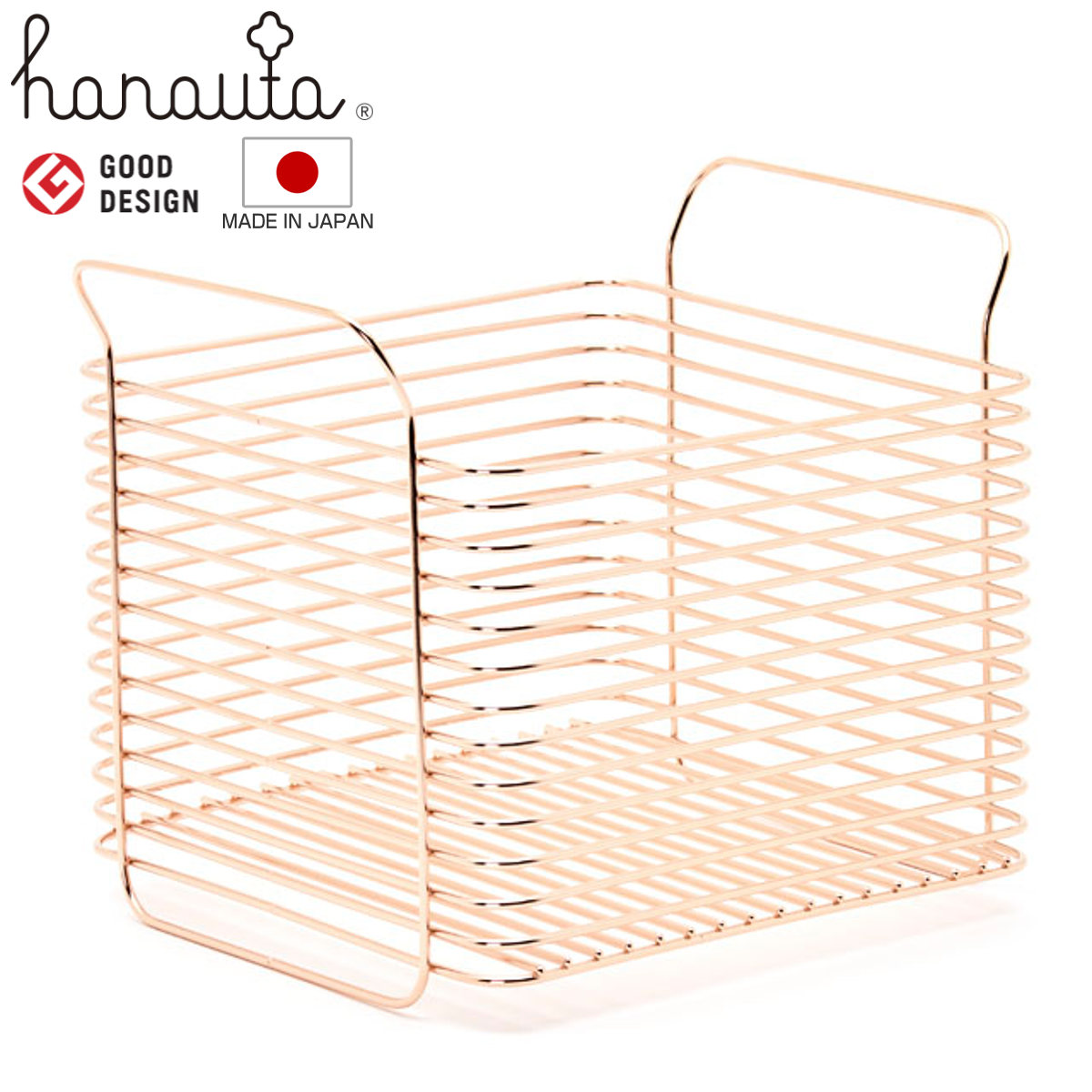 【レビュー特典付き】 キッチンバスケット L hanauta ハナウタ ローズゴールド （ ワイヤーバスケット ワイヤーラック 収納バスケット ステンレス 日本製 かご 深型 収納かご 小物入れ 収納ボックス 整理ボックス キッチン 収納 ）【3980円以上送料無料】