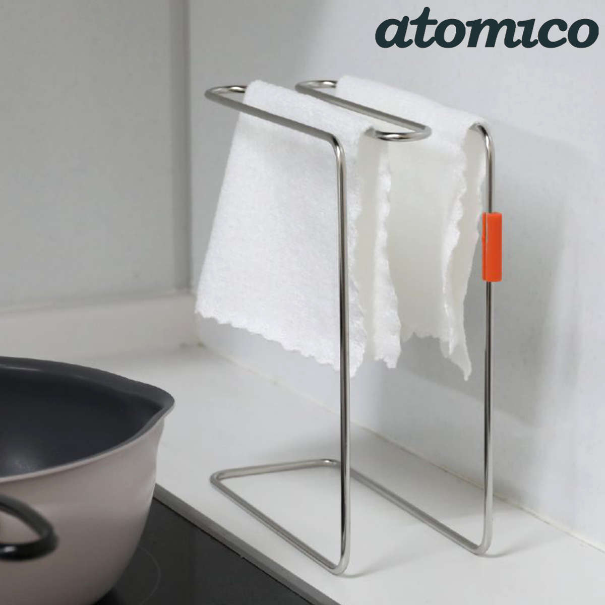 【楽天市場】布巾かけ atomico アトミコ ふきんスタンド （ ふきん掛け ステンレス タオルスタンド タオルホルダー 布巾スタンド 置き ...