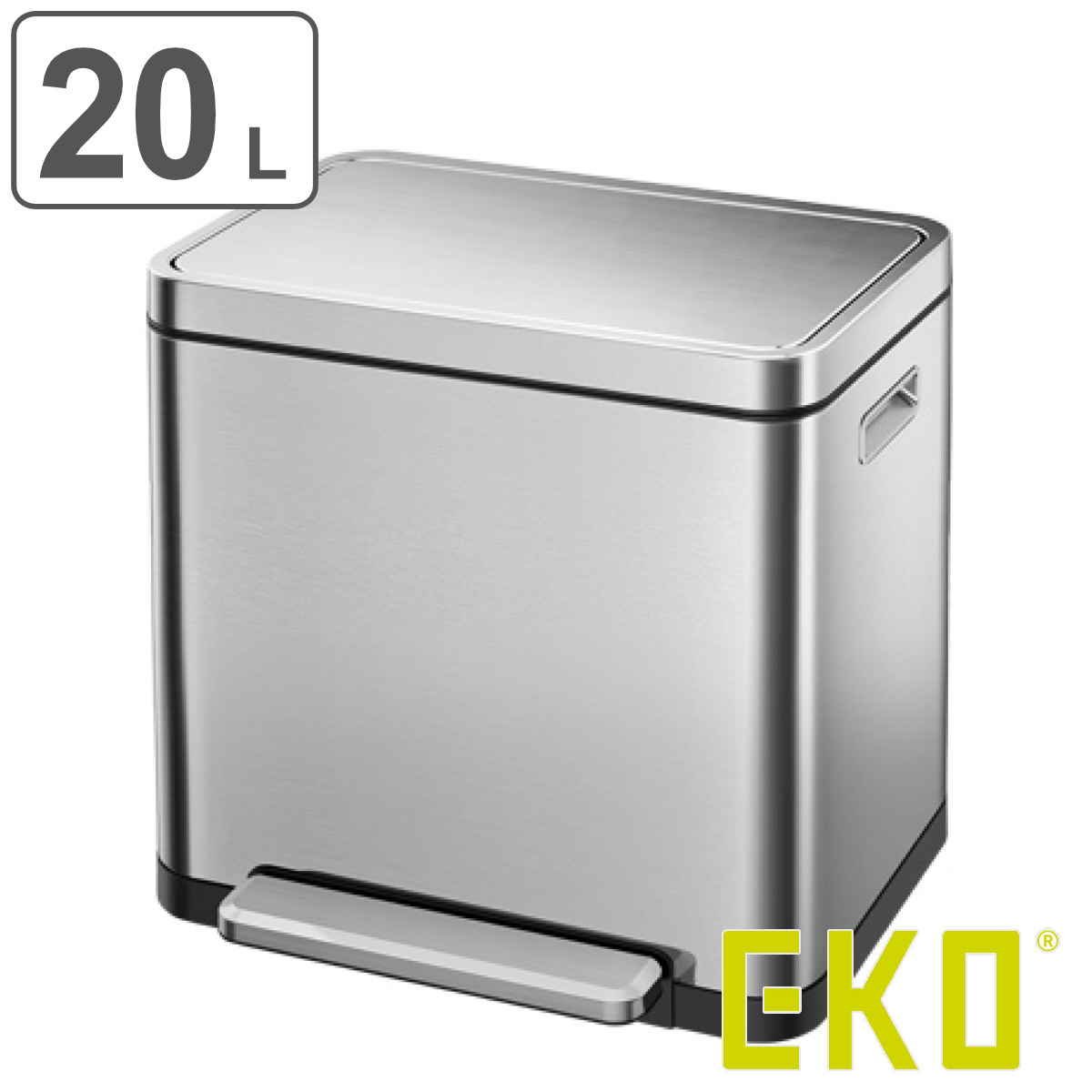 EKO ゴミ箱 20L Xキューブステップビン ペダル ( イーケーオー ごみ箱 20リットル 奥行36 ペダル式 ふた付き 分別 角型 ステンレス 一年保証付き スリム キッチン シンプル おしゃれ )【3980円以上送料無料】|お弁当グッズのカラフルボックス