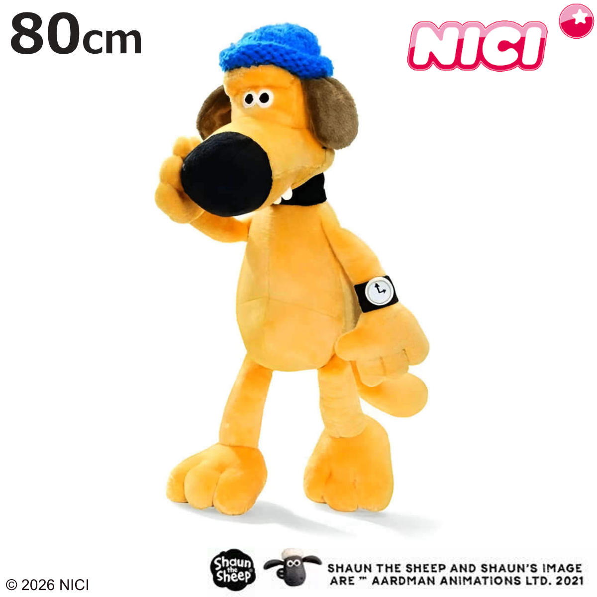 NICI ビッツァー 80cm ぬいぐるみ ひつじのショーン 犬 （ ニキ ヌイグルミ 大きい ビッグサイズ ふわふわ アニマル グッズ かわいい キャラクター もこもこ 縫いぐるみ 人形 ぬい撮り おもちゃ 玩具 プレゼント ）【3980円以上送料無料】｜お弁当グッズのカラフルボックス