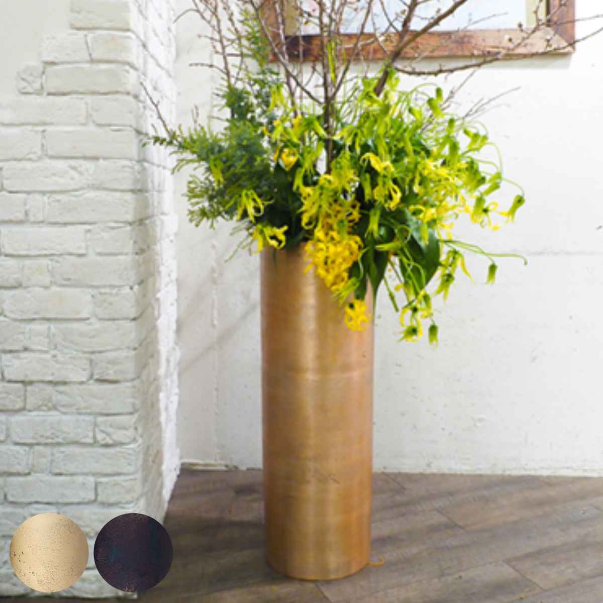 植木鉢 AMシリンダーロング 直径29×高さ80cm （ 送料無料 プランター プラントポット 植物用ポット 花器 鉢カバー ポット 花瓶 花びん 丸 円柱 シリンダー 植木鉢カバー 植物 花 観葉植物 ドライフラワー 金属 アルミ ） 【3980円以上送料無料】