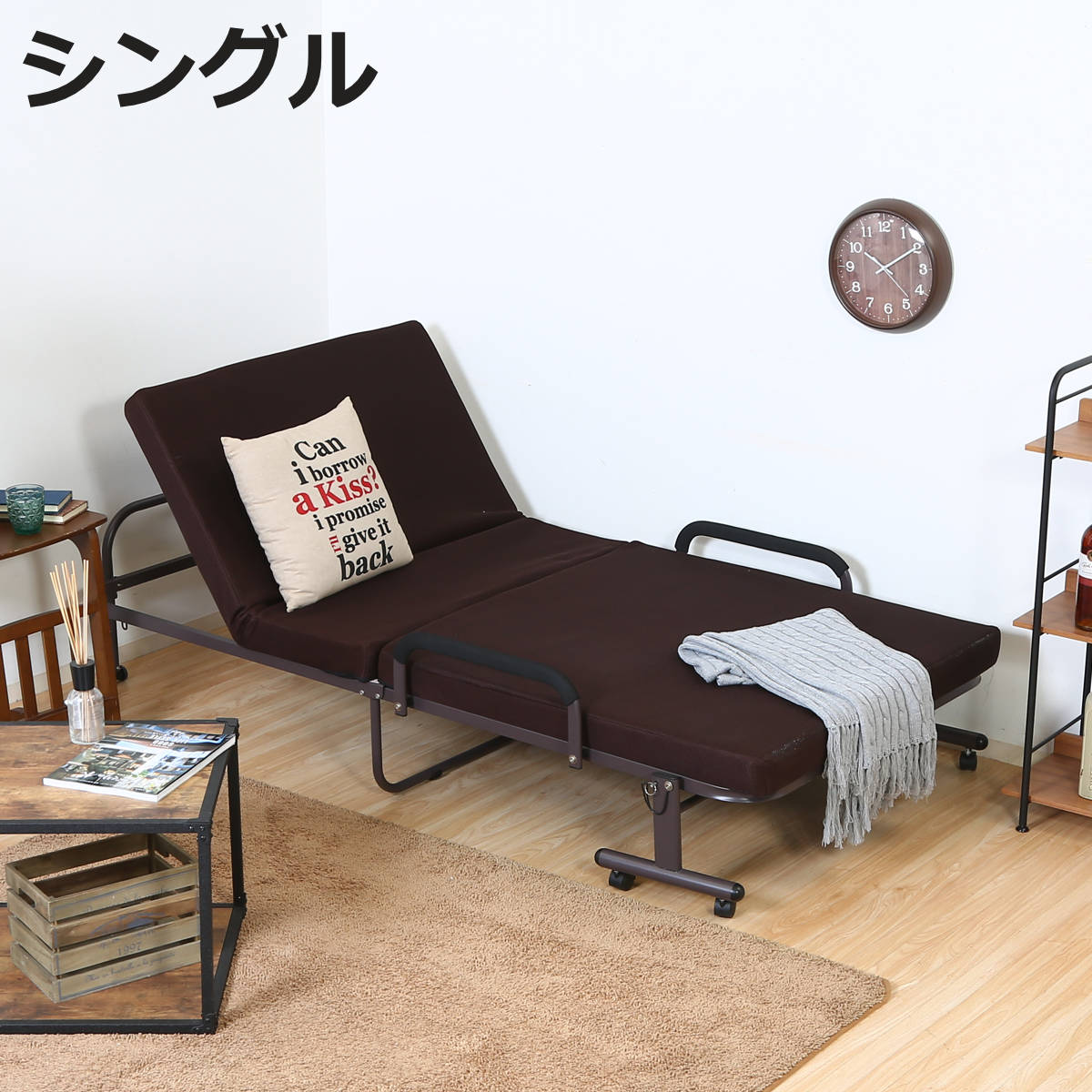 折りたたみベッド シングル 低反発 マット リクライニング 折りたたみ ベッド （ リクライニングベッド ベット 折り畳み シングルベッド 角度調整 折り畳みベッド キャスター付き 低反発マットレス 背もたれ ）【3980円以上送料無料】 20,100円