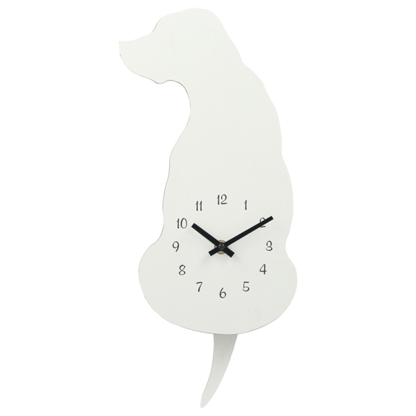 掛け時計 振り子時計 シロイヌ 壁掛け 時計 アナログ 犬 （ 壁掛け時計 とけい ウォールクロック クロック 雑貨 いぬ イヌ 動物 アニマル しっぽ シンプル リビング ダイニング 子ども部屋 おしゃれ ）
