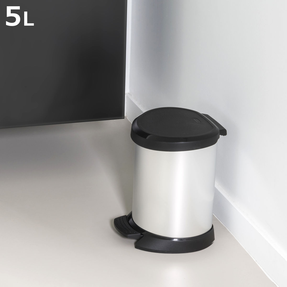 ゴミ箱 5L ステンレス Deco ペダルビン セミラウンド ペダル式 （ ごみ箱 5リットル デコ ペダル ふた付き 軽量 小さい シンプル プラスチック スタイリッシュ 袋止め付き 分別 ）【3980円以上送料無料】