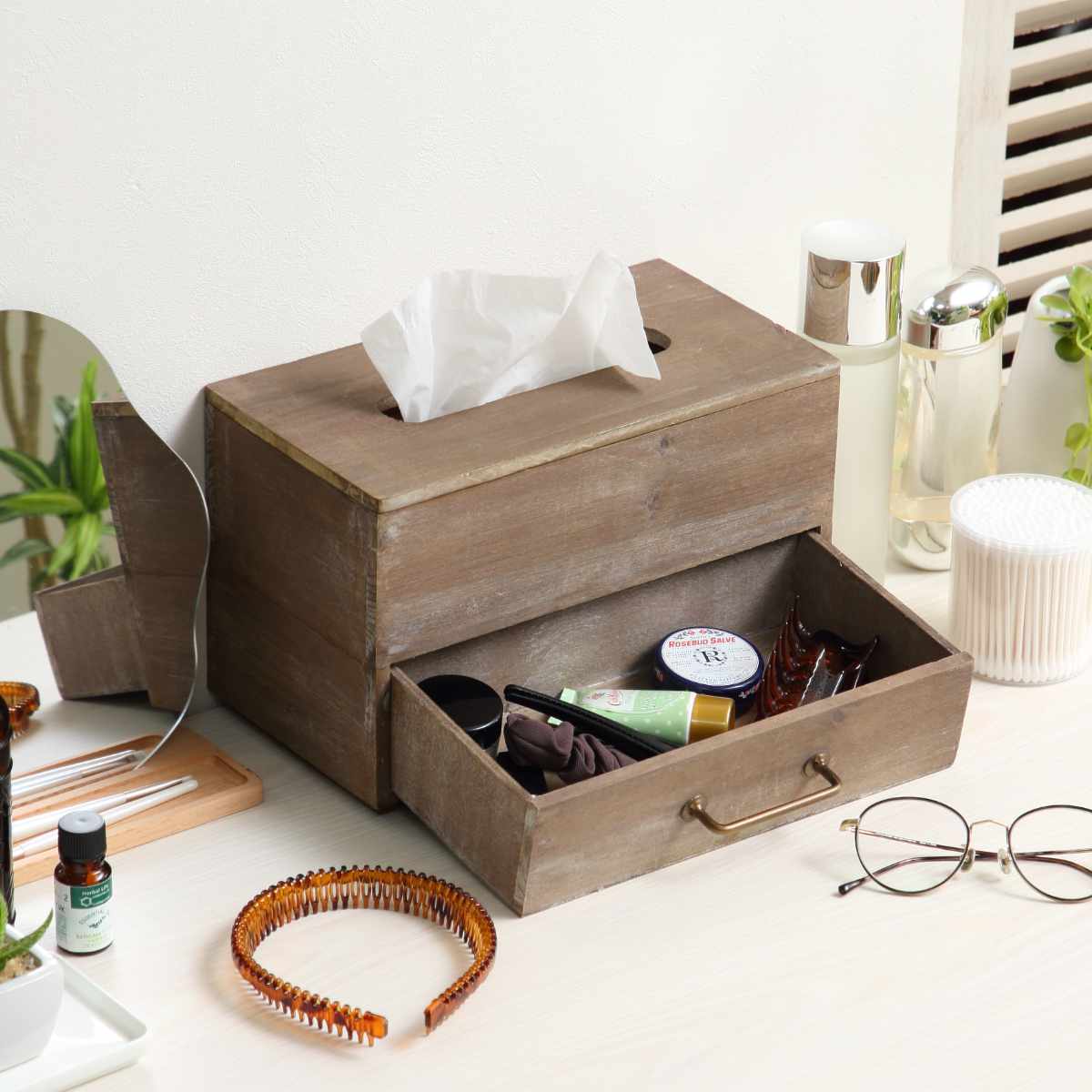 楽天市場】木製ティッシュケース 引き出し付き＜ナチュラルブラウン