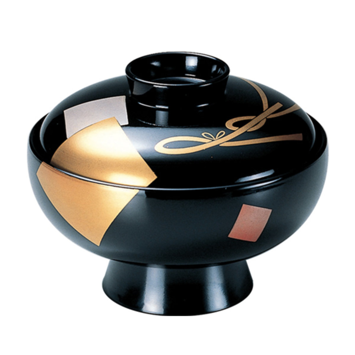 高級漆器　お吸い物椀 吸物椀 箔つた蒔絵 黒 漆塗り 12-00505 漆器の井助