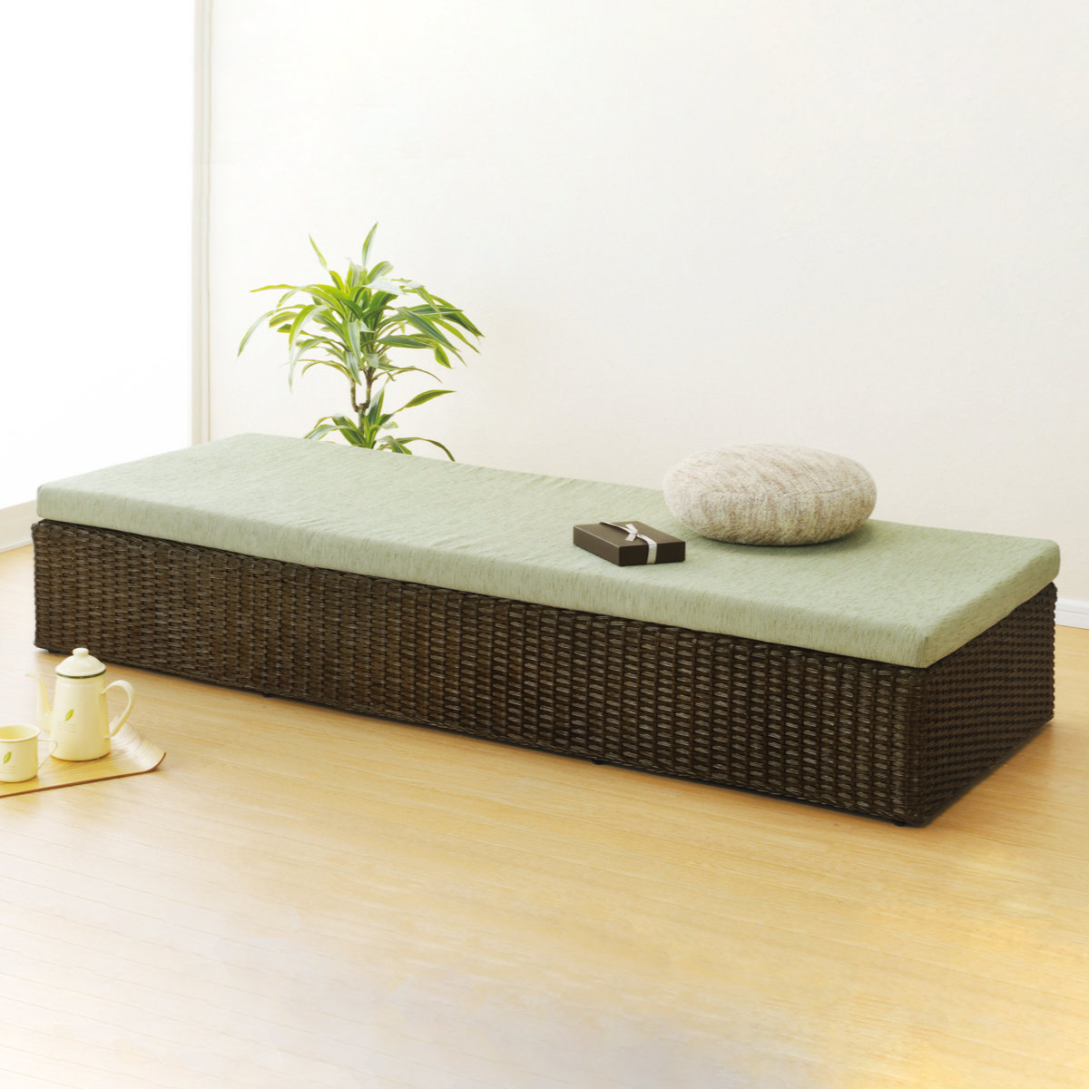 楽天市場】籐 収納ベンチ クッション付 幅90cm （ 送料無料 ベンチ