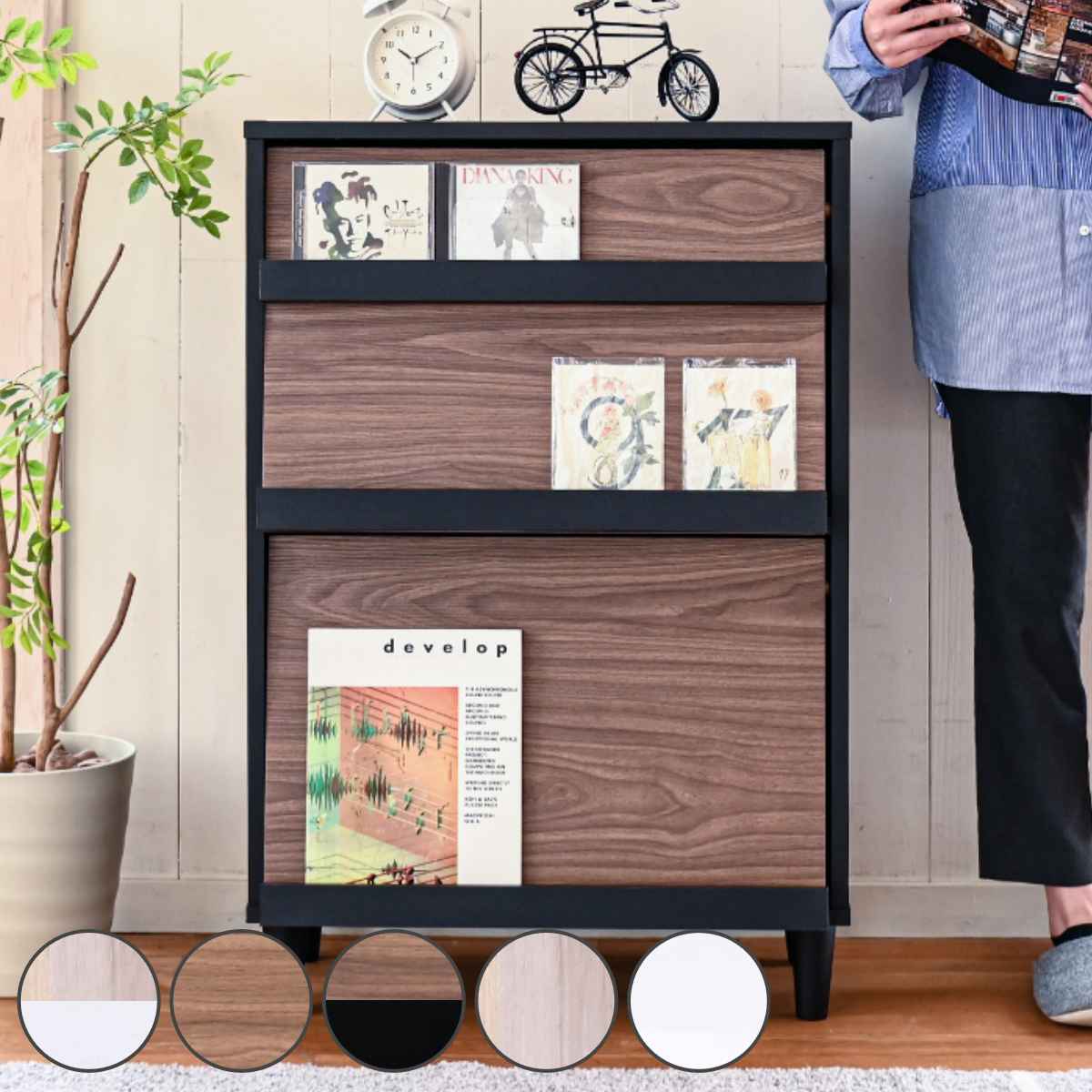 ディスプレイラック 組合せ家具 北欧風 Adatto 幅60cm （ ラック 本棚 収納 棚 シェルフ 飾り棚 組み合わせ 家具 ディスプレイ シンプル バイカラー フラップ扉 ） 【3980円以上送料無料】