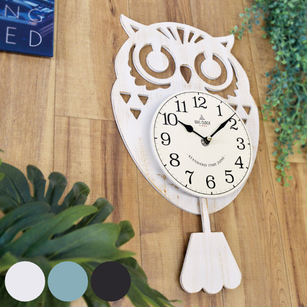 ふくろう 振り子時計 ペアセット 置き時計 掛け時計 寄せ木振り子時計 ふくろう時計 特大 F60-B 「送料