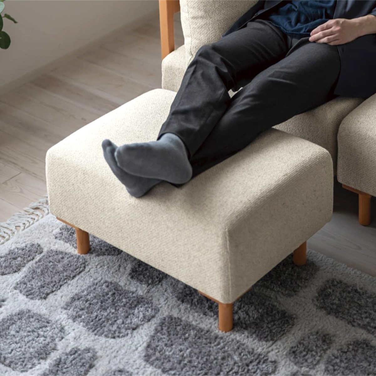 オットマン 幅64.5cm おしゃれ スツールSELF セルフ Mash （ スツール 足置き ソファ コンパクト 脚 取り外し 天然木 ローソファ リビングソファ 木製 フレーム 和室 レイアウト 自由 ソファー フロアソファ ファブリック 完成品 ）【3980円以上送料無料】