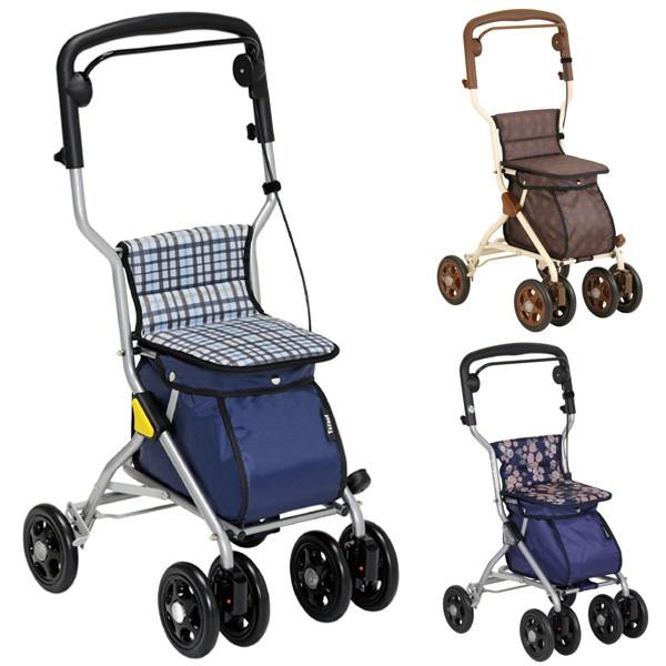■在庫限り・入荷なし■シルバーカー ミドルタイプ ルミド （ 折りたたみ 手押し車 歩行補助 軽量 座れる シニア おしゃれ 大容量 折り畳み ショッピングカート シニアカート ブレーキレバー付き ストッパー付き 高さ調節 反射機能 ）【3980円以上送料無料】