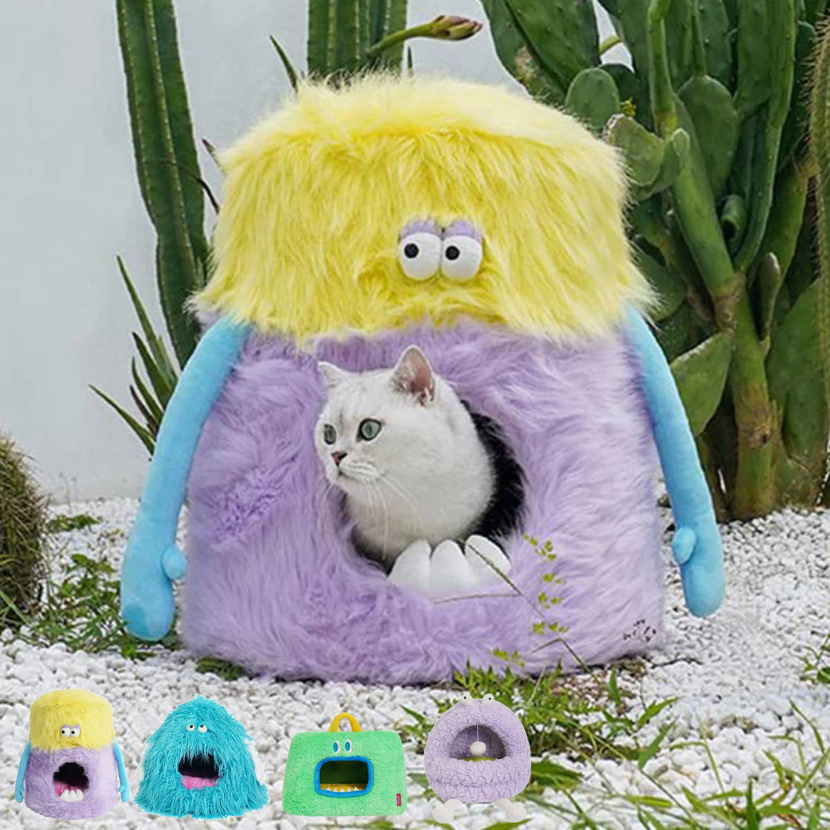 猫ハウス Monster Pet Bed ZEZE ペットベッド （ ペットハウス 猫 キャットハウス スツール 椅子 チェア ペット用ハウス 猫用 ペットソファ クッション付き カラフル インテリア かわいい ）【3980円以上送料無料】｜お弁当グッズのカラフルボックス