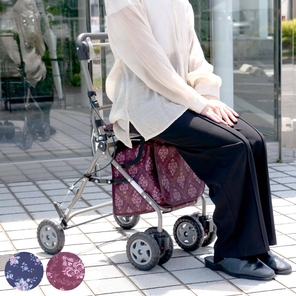 シルバーカー ミドルタイプ ウェルキャリー 高さ調節 折りたたみ ( カート 軽量 コンパクト 買い物 散歩 ブレーキ付き シニア 高齢者 介護 おしゃれ ショッピングカート 手押し車 自立 アルミ製 介護用 歩行補助 介護用品 ) 【3980円以上送料無料】|お弁当グッズのカラフルボックス