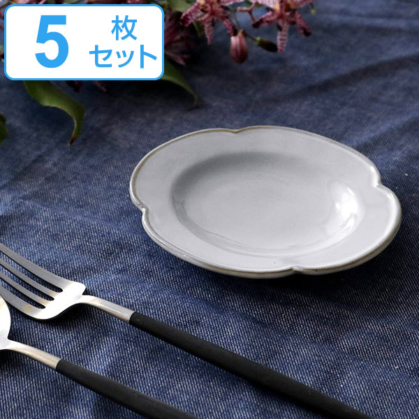 プレート 13cm オーバル プチ プリンセス Calin 皿 洋食器 陶器 日本製 同色5枚セット （ お皿 電子レンジ対応 食洗機対応 木瓜 輪花 豆皿 銘々皿 菓子皿 デザート フルーツ おしゃれ 食器 グレー モノトーン ）【3980円以上送料無料】