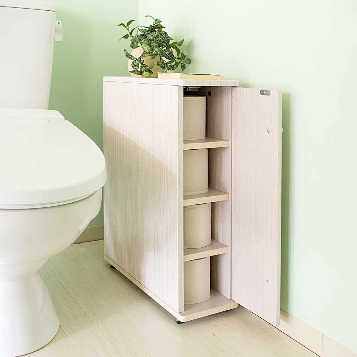 トイレラック Porte ホワイト ( 送料無料 トイレ 収納 トイレ収納 スリム トイレットペーパー トイレットペーパー収納 ストッカー トイレットペーパーホルダー ペーパーストッカー 木 )