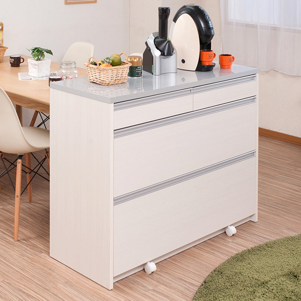 海外最新 楽天市場 キッチンカウンター 引出し 3段 天板鏡面仕上 2口コンセント付 幅110cm 送料無料 キッチン収納 間仕切り シンプル カウンター カウンターキッチン 台所 鏡面 システムキッチン スッキリ レンジ台 スライドレール 3980円以上送料無料 お