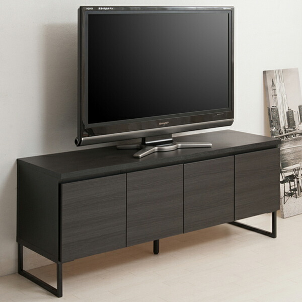TVボード スクエアキャビネット ローボード スタイリッシュ 幅141cm ( 送料無料 テレビボード TV台 AVボード TVラック テレビラック テレビ台 ラック スクエア リビングボード 完成品 国産 日本製 扉付き 収納 ブラック 黒 木製 ) 【3980円以上送料無料】|お弁当グッズのカラフルボックス