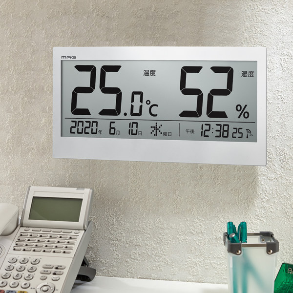 時計 デジタル 温度計 湿度計 ビッグメーター 電波時計 カレンダー 送料無料 大きい 掛け時計 置き時計 見やすい 温湿時計 赤ちゃん 高齢者 室内環境 温度 湿度 デジタル時計 3980円以上送料無料 オフィスや施設でも活躍する大型デジタル温度湿度計 子ども部屋 審査で