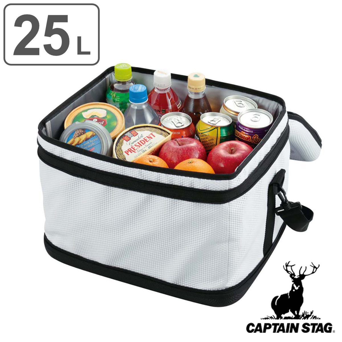 保冷バッグ 25L スーパーコールドクーラーバッグ キャプテンスタッグ 送料無料 CAPTAIN STAG クーラーバッグ 保冷 ソフトクーラー  大容量 折りたたみ コンパクト ブラック スーパーコールド ソフト バッグ 春の新作続々