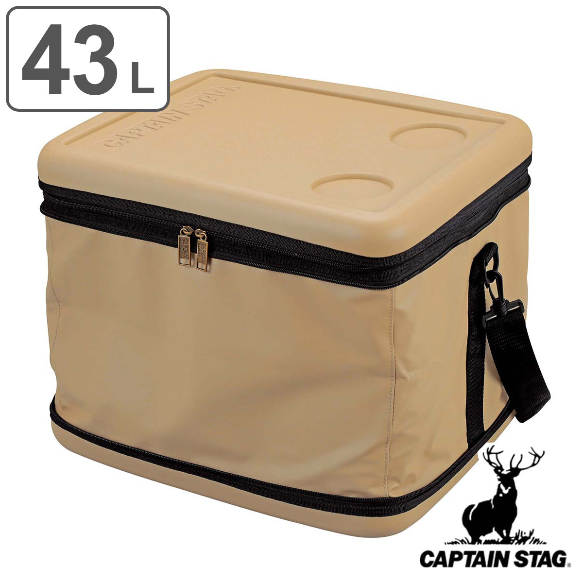 保冷バッグ 43L スーパーコールドクーラーバッグ キャプテンスタッグ （ 送料無料 CAPTAIN STAG クーラーバッグ 保冷 ソフトクーラー 大容量 折りたたみ コンパクト ベージュ スーパーコールド ソフト バッグ ） 【3980円以上送料無料】
