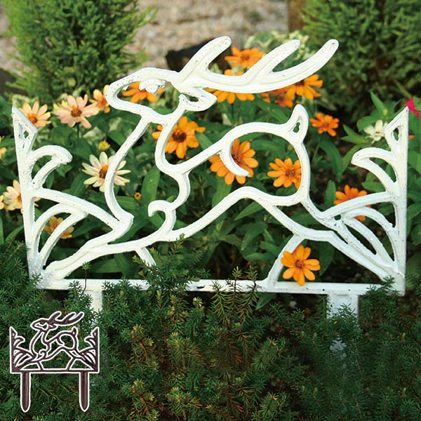 楽天市場】ガーデンフェンス シカ柄 幅31.2×奥行1.3×高さ35cm オールド