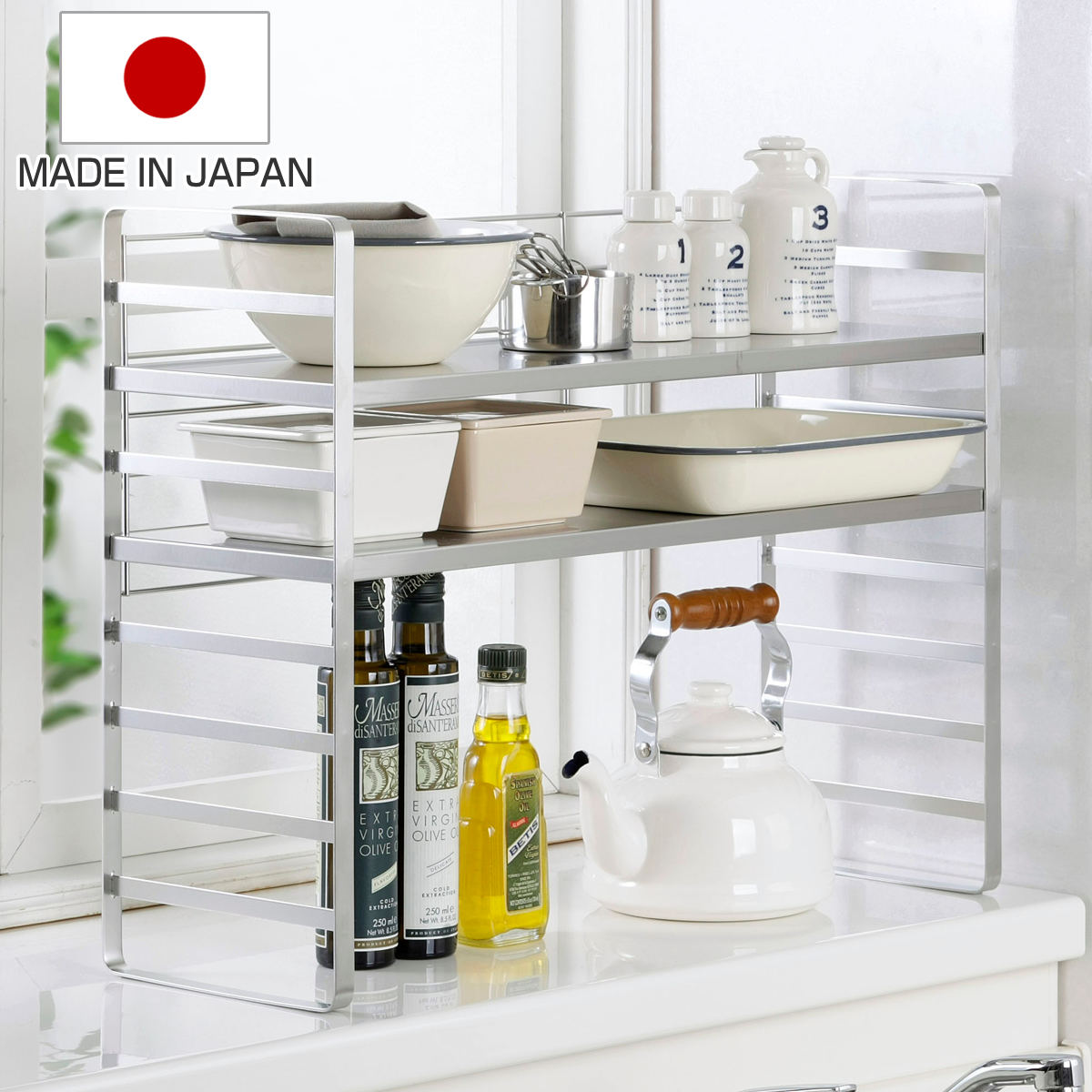 38019 ステンレス棚の出窓シェルフ 幅58 ＋棚板1枚増量　合計3枚 楽天市場】ステンレス 棚の 出窓シェルフ 幅58cm日本製 ステンレス製