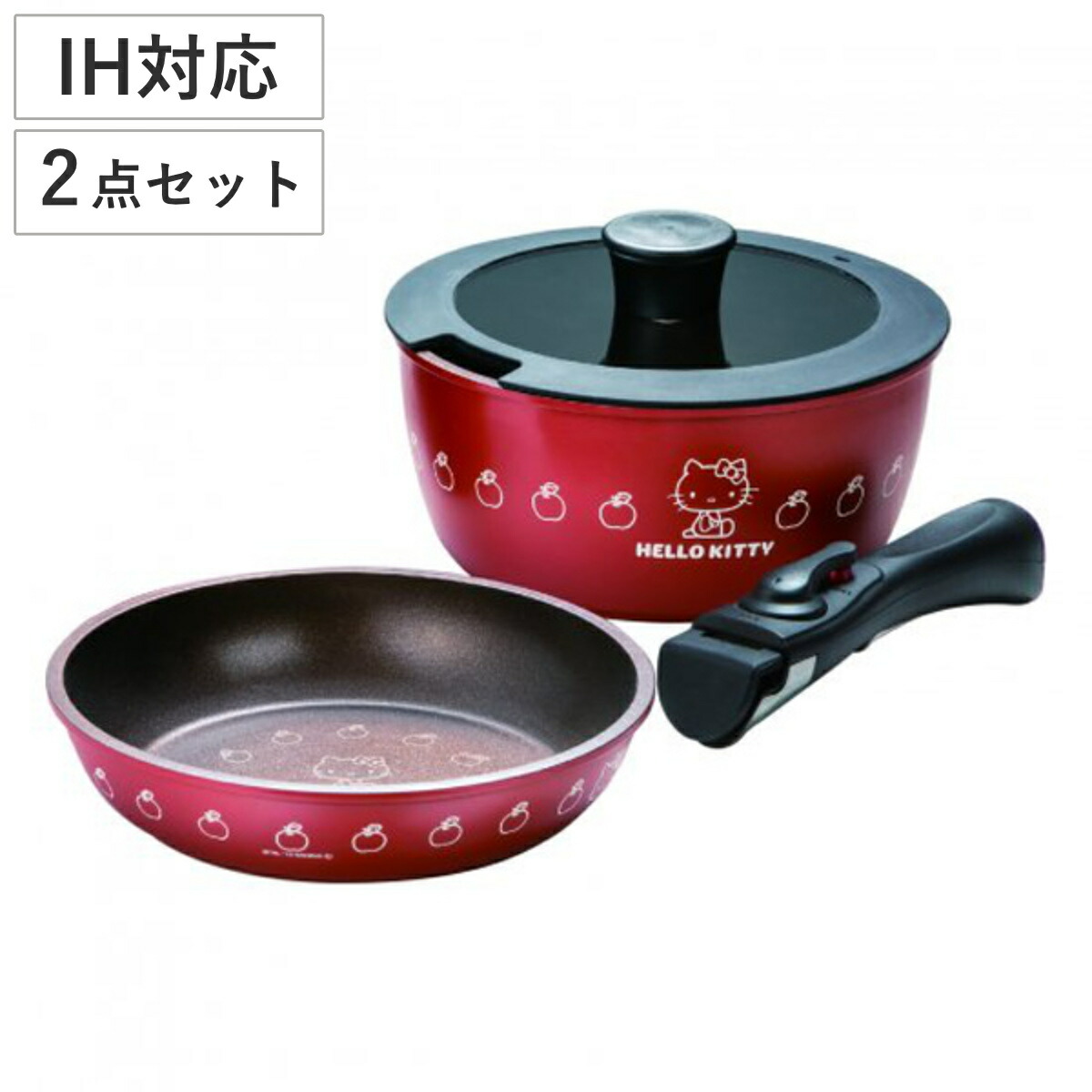 フライパン 鍋 cm Ih対応 2点セット ハローキティ 取っ手が外れる鍋 フライパン2点セット 送料無料 Ih ガス火 対応 片手鍋 着脱ハンドル 蓋 フライパンセット センチ フタ付き なべ アルミ製 オール熱源対応 キャラクター 3980円以上送料無料 Tajikhome Com