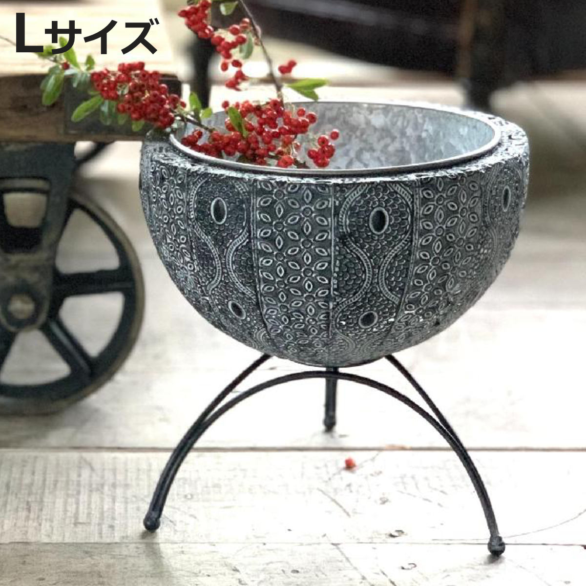 花台 SCADINAVIAN メタルフラワー脚付きポット Lサイズ （ プランター台 フラワーラック 飾り台 プランターラック フラワー スタンドポット 屋外 室内 飾る 台 脚付 置く 植物 観葉植物 花 園芸 オブジェ アイアン ）【3980円以上送料無料】