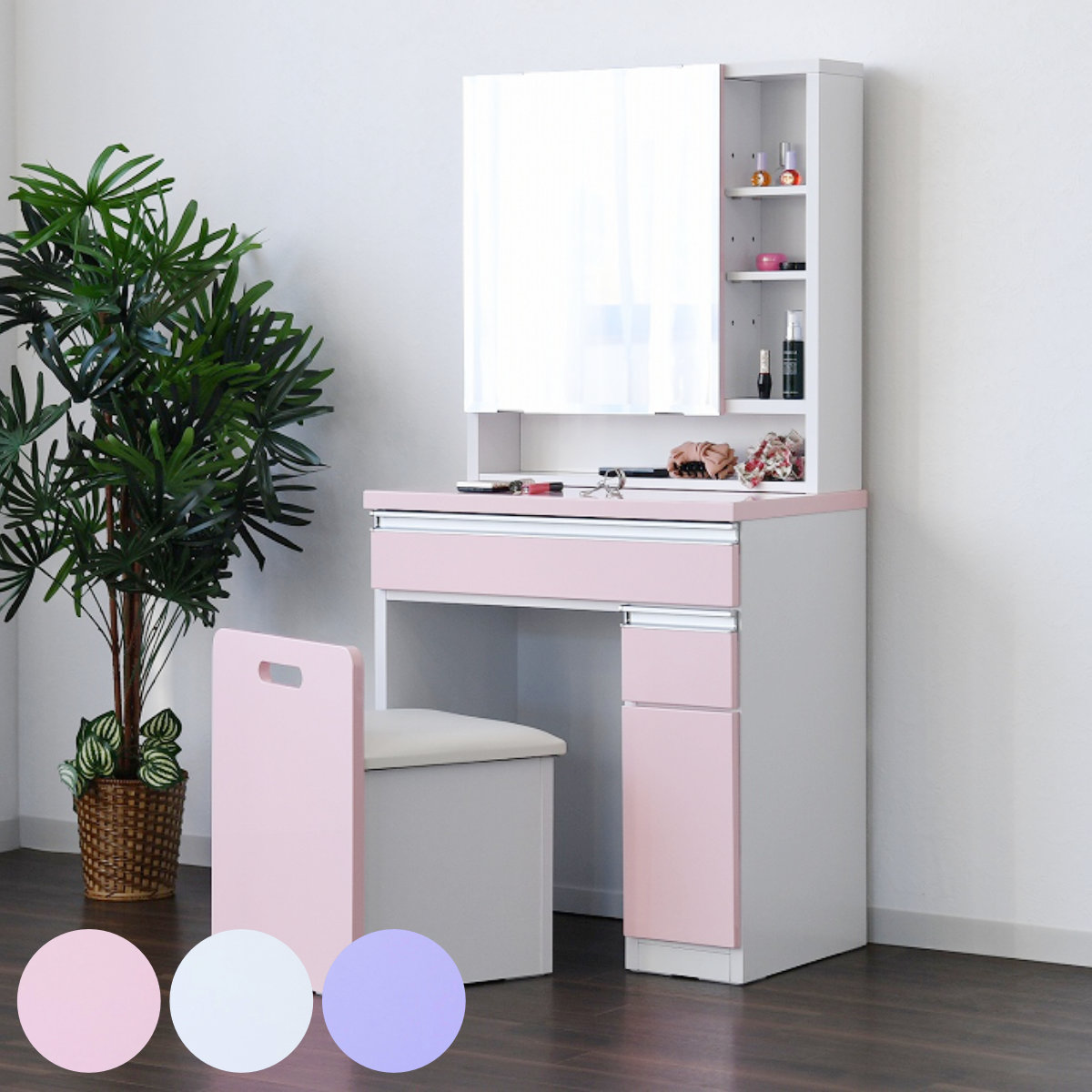 楽天市場】ドレッサー 椅子付 【ローズ 65ドレッサー（スツール付