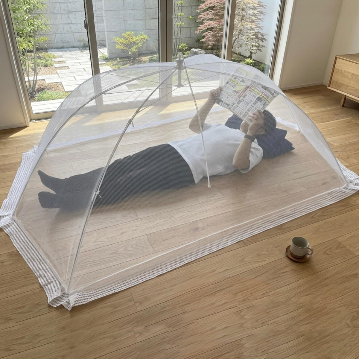 蚊帳 ワンタッチ 大人用 洗える シングル 折りたたみ ( かや カヤ 天蓋 カーテン エアコン 風よけ 虫さされ コンパクト 持ち運び 手洗い 日本製 クーラー 冷風 直風 蚊 対策 エアコン対策 夏 お昼寝 寝室 リビング 屋外 テント )【3980円以上送料無料】|お弁当グッズのカラフルボックス