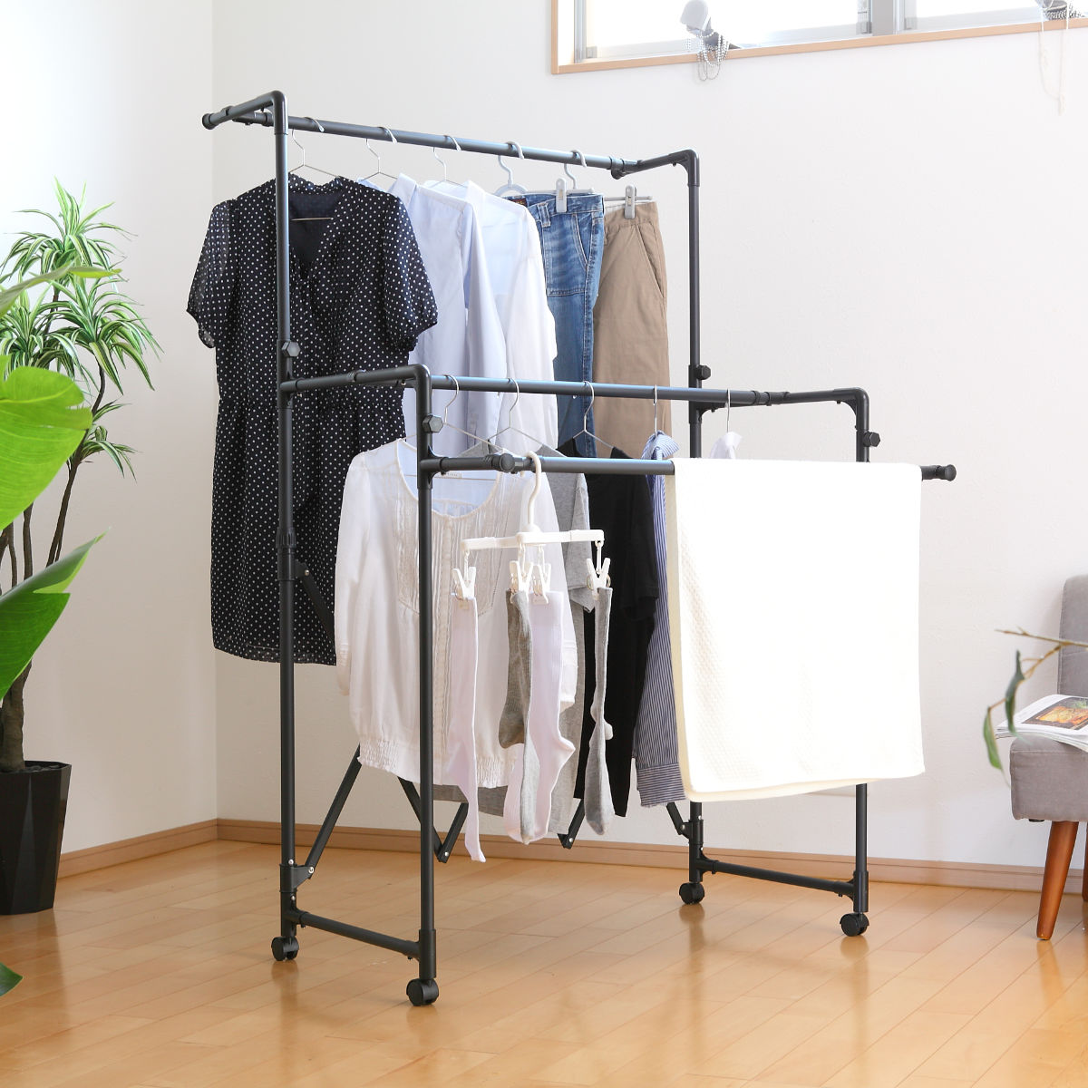 楽天市場】物干しスタンド 洗濯物干し 伸縮式室内物干しX型 PORISH