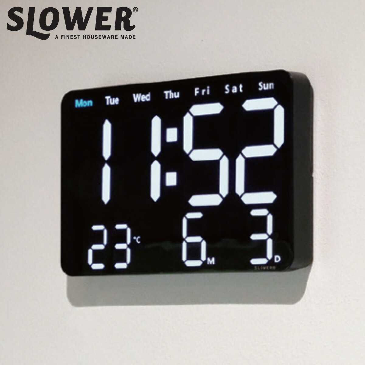置き時計 LED デジタル時計 リモコン付き 置き掛け兼用 SLOWER ビエント （ 温度計 カレンダー USB LED時計 置き 掛け アラーム スヌーズ カウントダウン ストップウォッチ 輝度調整 曜日表示 おしゃれ ）【3980円以上送料無料】