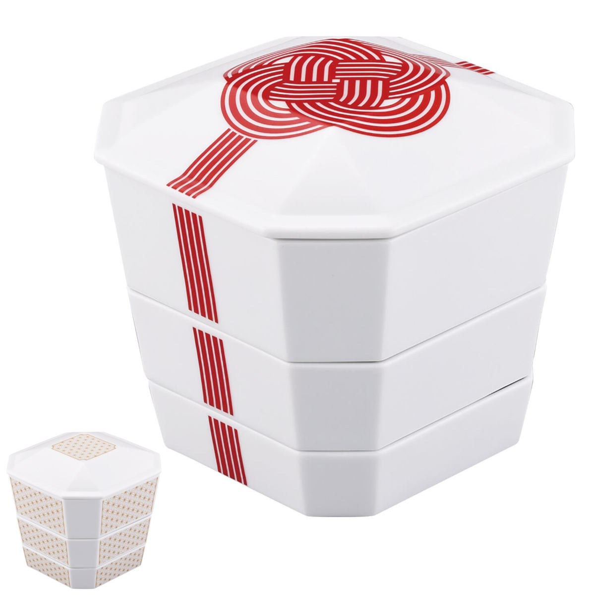 3段重箱 隅切 陶磁器 （ 食洗機対応 電子レンジ対応 磁器 日本製 お重 3段 陶器 食洗機OK レンジOK 重箱 高級感 上品 和風 和モダン モダン ）【3980円以上送料無料】｜お弁当グッズのカラフルボックス