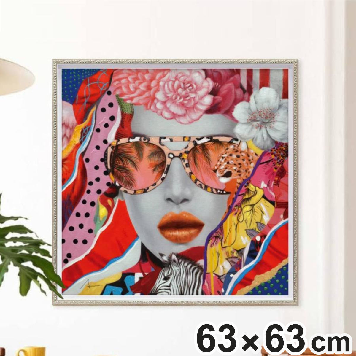 オイル ペイント アート　カウ グラス　新品　アートフレーム　絵画　額装　牛 アートパネル 牛 アートフレーム 油絵 アート 絵 インテリア