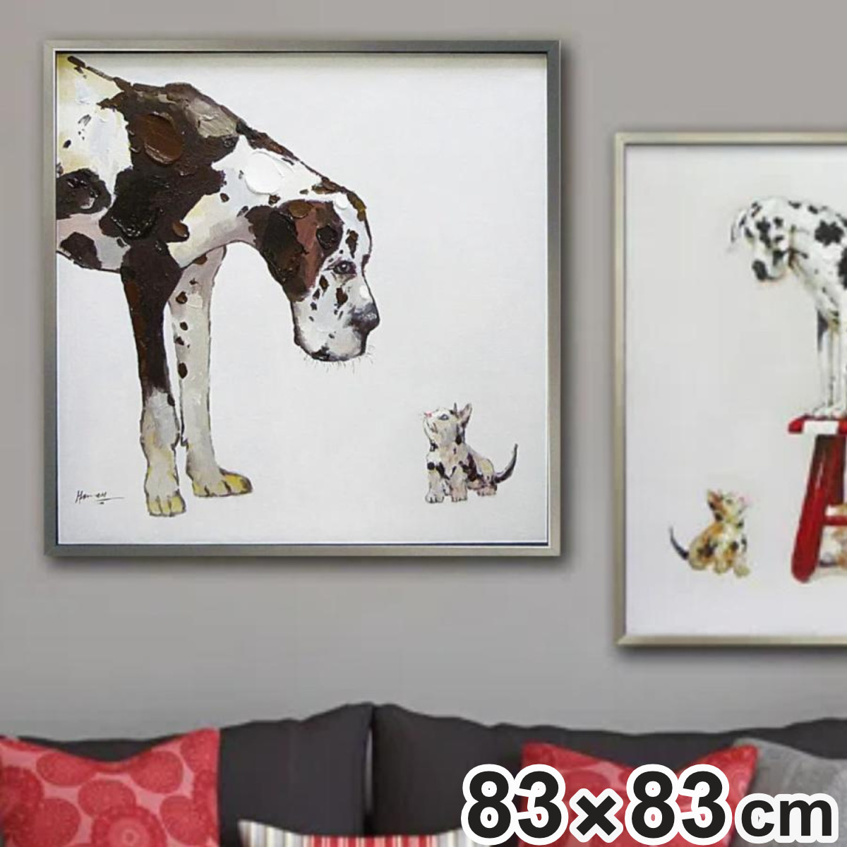 オイル ペイント アート「ベスト フレンド」 （ 絵画 絵 アート インテリア 額 額入り 壁掛け 油絵 犬 猫 ポスター アートフレーム アートポスター ウォールアート パネル 額付き ）【3980円以上送料無料】