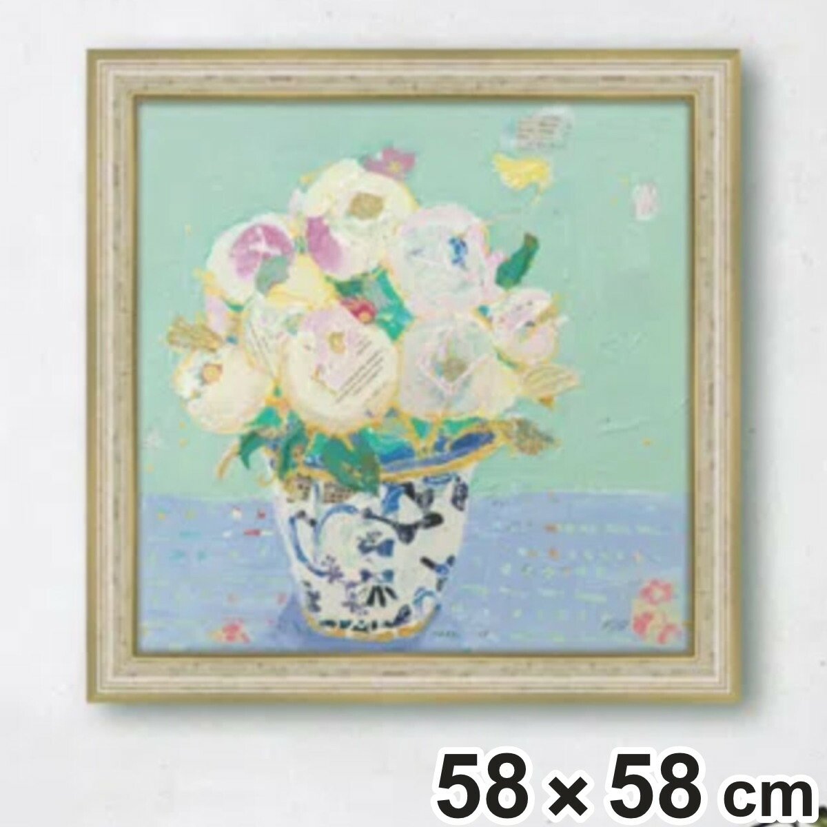 アートパネル ケリー デイ 『クリステン ピオニー』 58×58cm （ 絵画 絵 アート インテリア 額 額入り 壁掛け おしゃれ ゲル加工 花 ポスター アートフレーム アートポスター ウォールアート パネル 額付き 華やか ）【3980円以上送料無料】